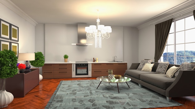 3d illustration of the living room interior