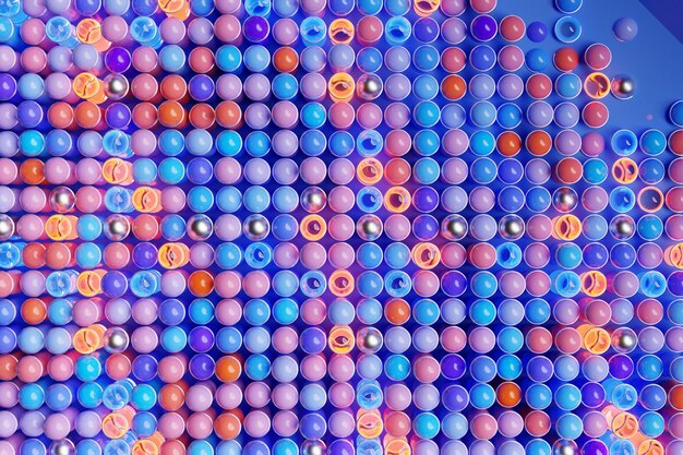 3d illustration a lot of blue and pink balls top view Many balls