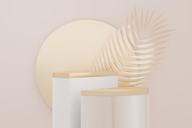 3d illustration luxury premium pedestal product display with abstract geometric shapes. Minimal scene for present product promotion and beauty cosmetics.