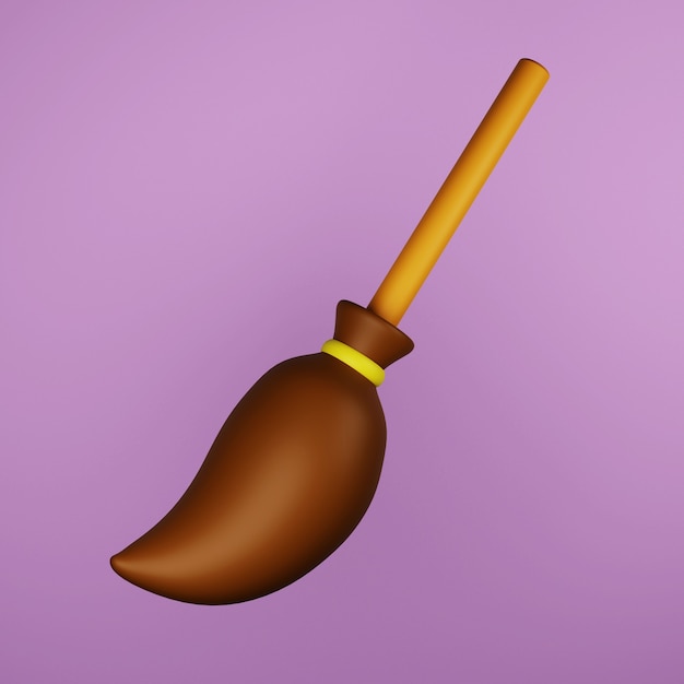 3d illustration of a magic witch broom for Halloween