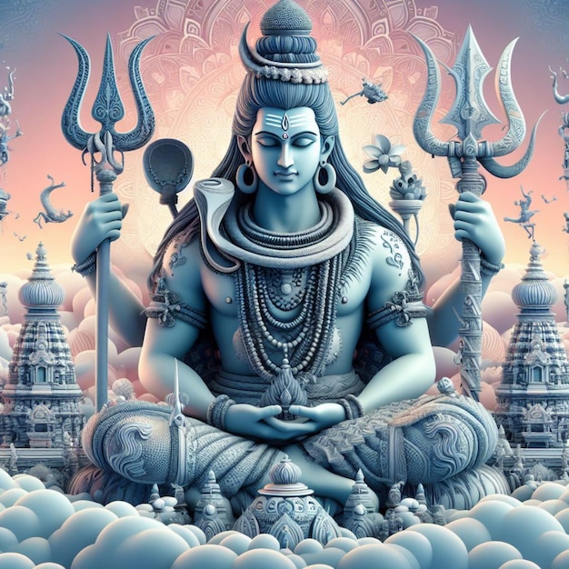 3D illustration of maha shivratri loard shiva in creative way in blassing mahadev