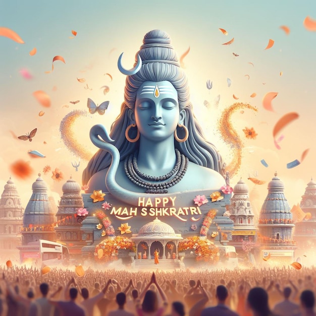 3D illustration of maha shivratri loard shiva in creative way in blassing mahadev