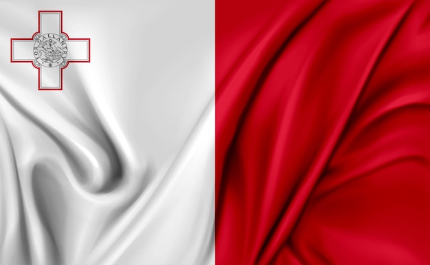 Photo 3d illustration of the malta flag waving texture