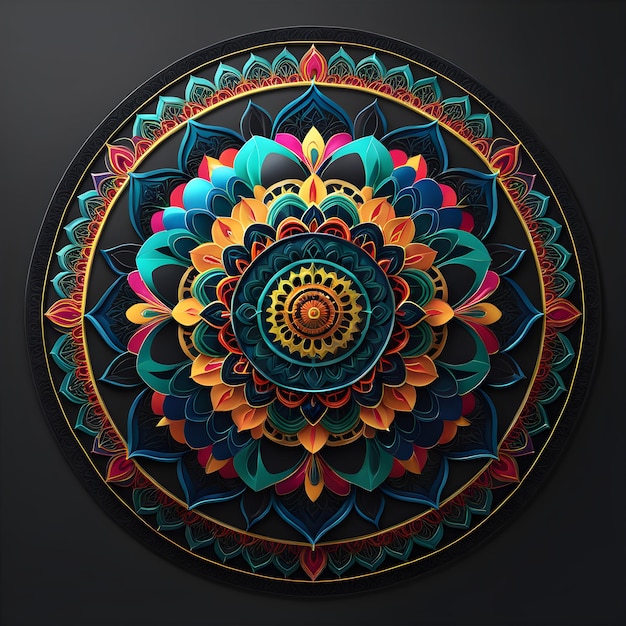 3d illustration of mandala Multicolor beautiful mandala vector illustration