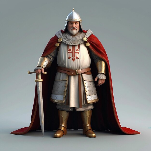 Photo 3d illustration of medieval historical character detailed rendering