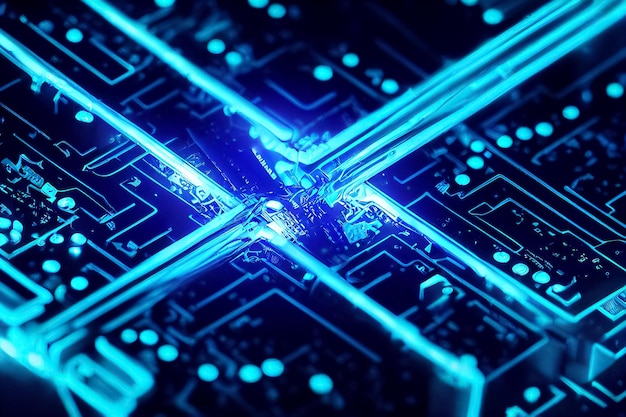 3d illustration of micro code data lines information flow