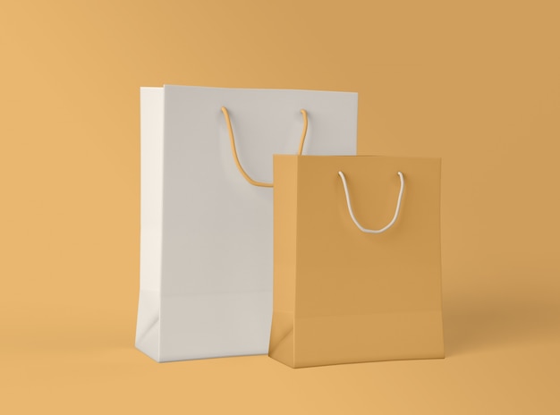 3D Illustration. Mockup of paper shopping bag.