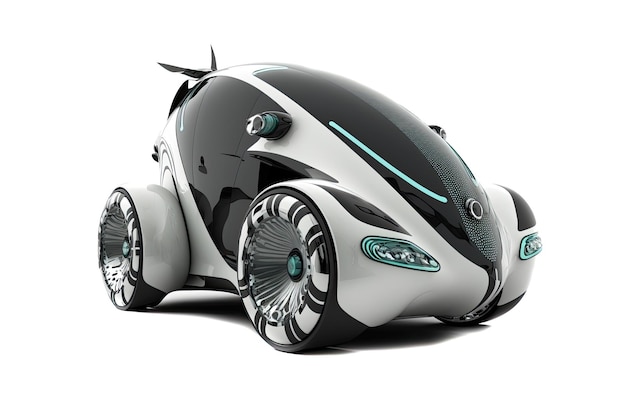 3d illustration of a modern electric car isolated on a white background with shadow Generative AI