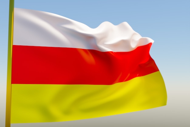 3D illustration of the national flag of Ossetia