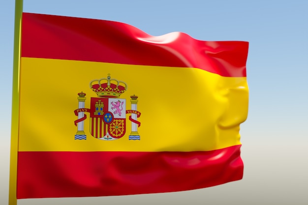 3D illustration of the national flag of Spain