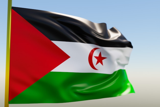 3D illustration of the national flag of West Sahara