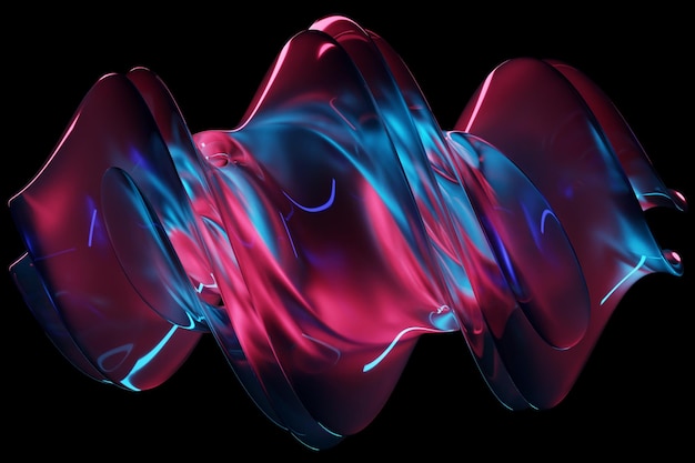 3D illustration neon illusion isometric abstract shapes colorful shapes intertwined