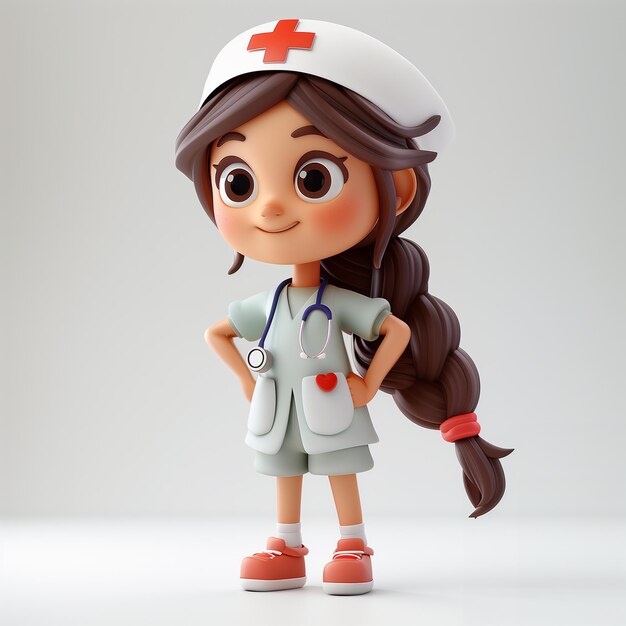 Photo 3d illustration nurse with a red cross on it is wearing a white and red cap