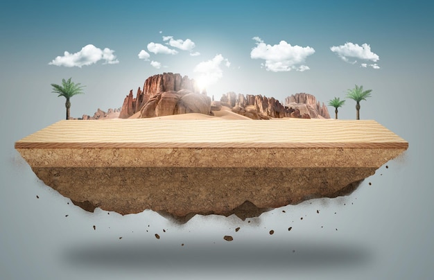 3d illustration of off-road advertisement. tropical land off-road isolated.