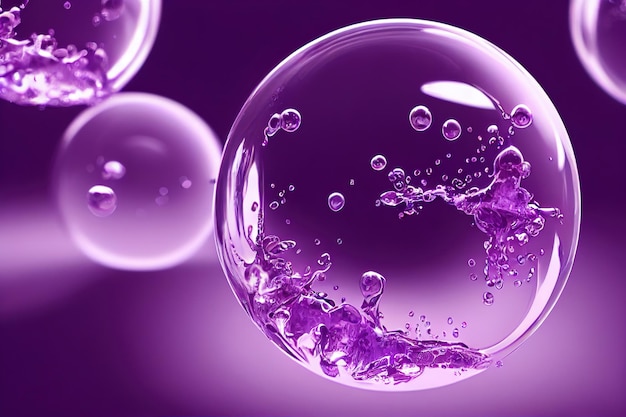 3D illustration oil with bubbles on Violet background