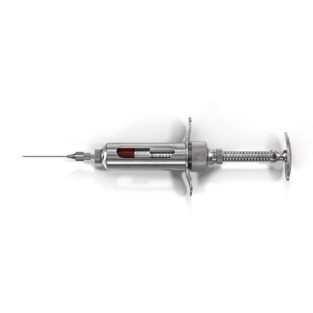 3D illustration of an old vintage syringe A Medical syringe Metal glass syringe vintage isolated