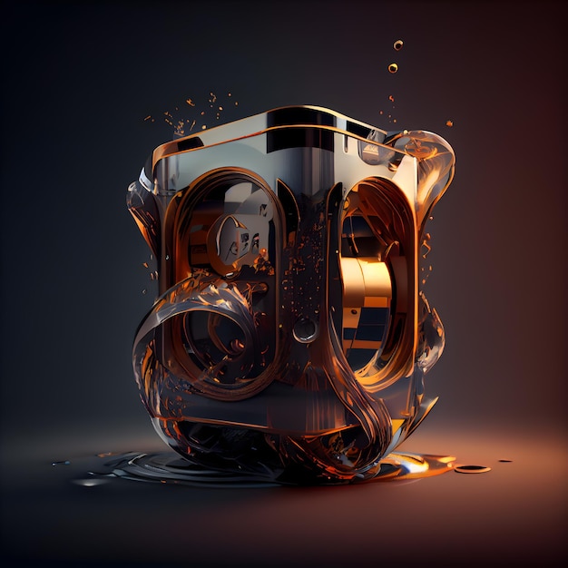 3d illustration of oldfashioned vintage cassette player in water splashes