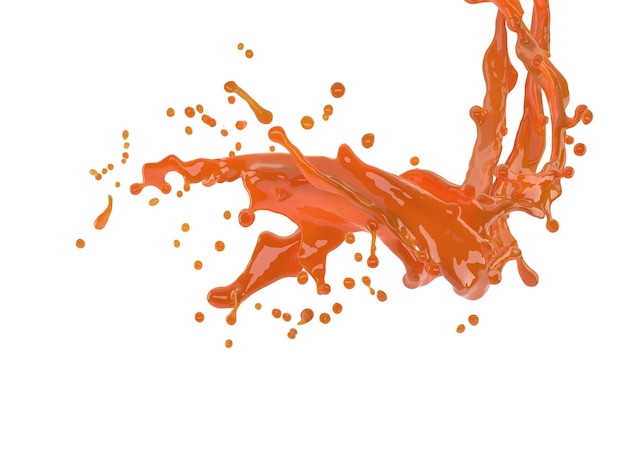 3d illustration of orange  splash on white background with clipping path