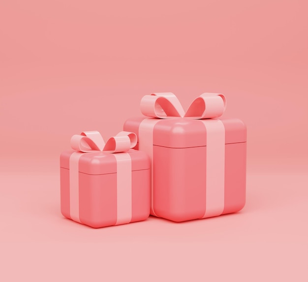 3D illustration Pink Gift Boxes on Pink background