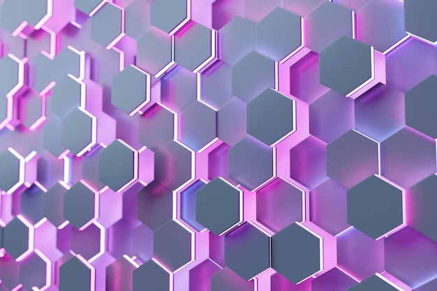 3d illustration of a pink honeycomb monochrome honeycomb for honey Pattern of simple geometric hexagonal shapes mosaic background