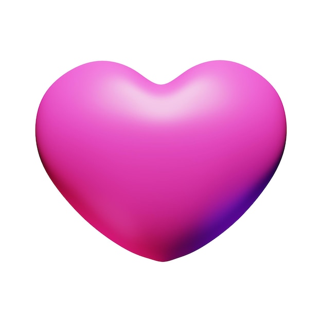 Photo 3d illustration pink love heart shaped emoji icon