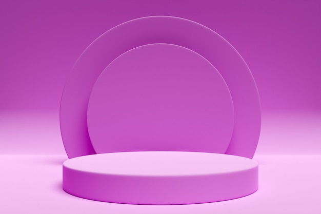 3d illustration of a pink scene from a circle with round arch