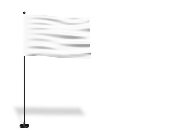 3D illustration Pole with wavy flag isolated on white background