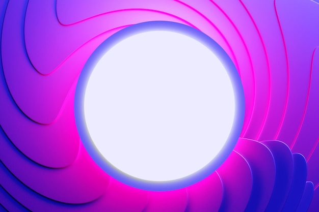 3d illustration of a portal from a circle walkway A closeup of a pink and blue round monocrome tunnel