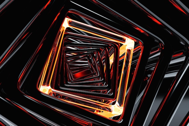 3d illustration of a portal from a circle walkway A closeup of a square dark tunnel