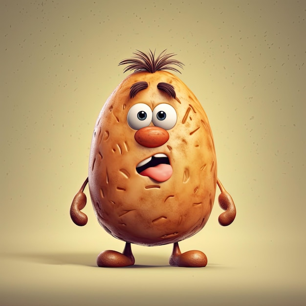 3D Illustration of potato character that is drawn in cartoon style AI Generated