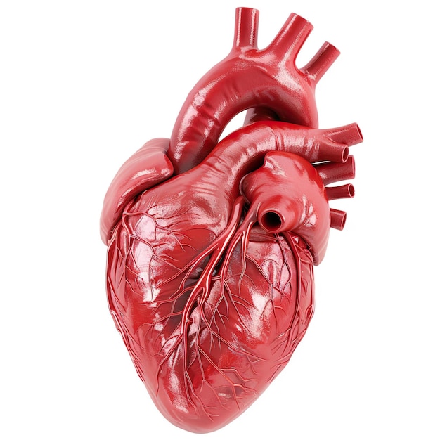 3D illustration of a realistic human heart with detailed anatomy