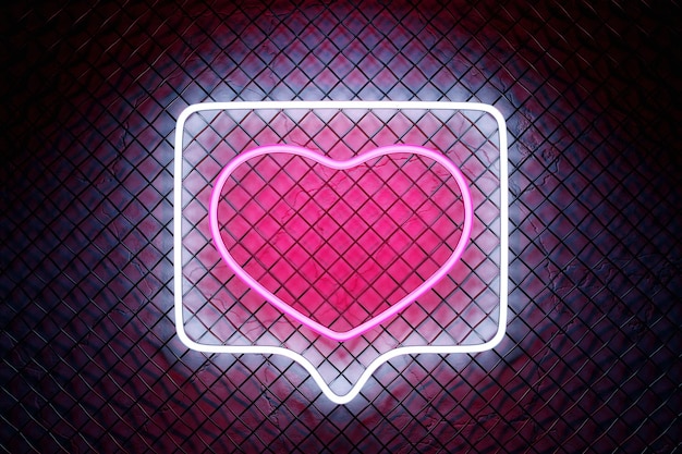 3d illustration realistic isolated neon heart sign in speech bubble for decoration and covering on wall background