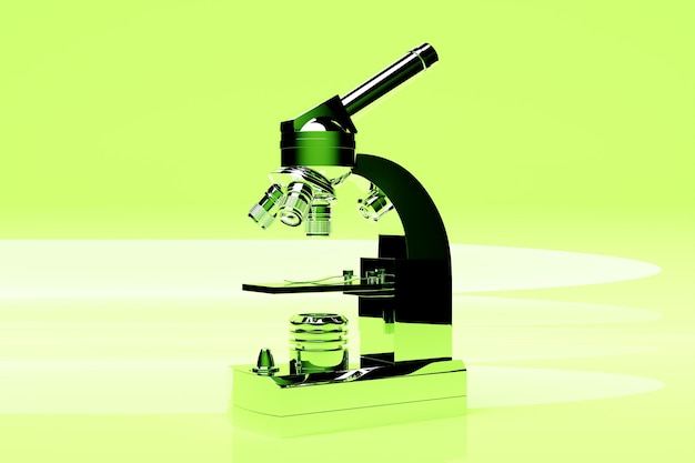 3d illustration realistic laboratory microscope no green background 3d chemistry pharmaceutical instrument microbiological magnifying instrument