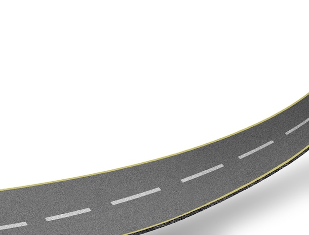 Photo 3d illustration of realistic road isolated on abstract white background bending road png design