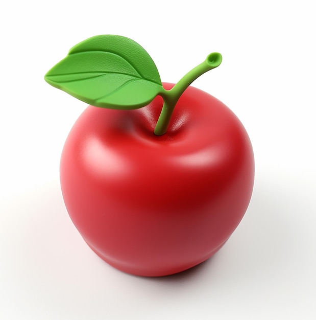 3d illustration red apple school symbol plasticine style