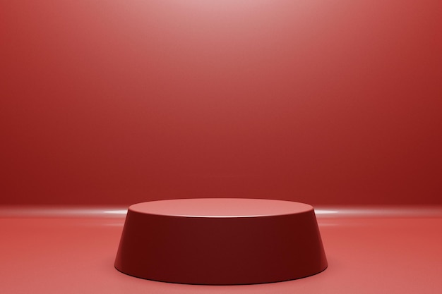 3d illustration of a red podium on monocrome background Empty pedestal for award ceremony