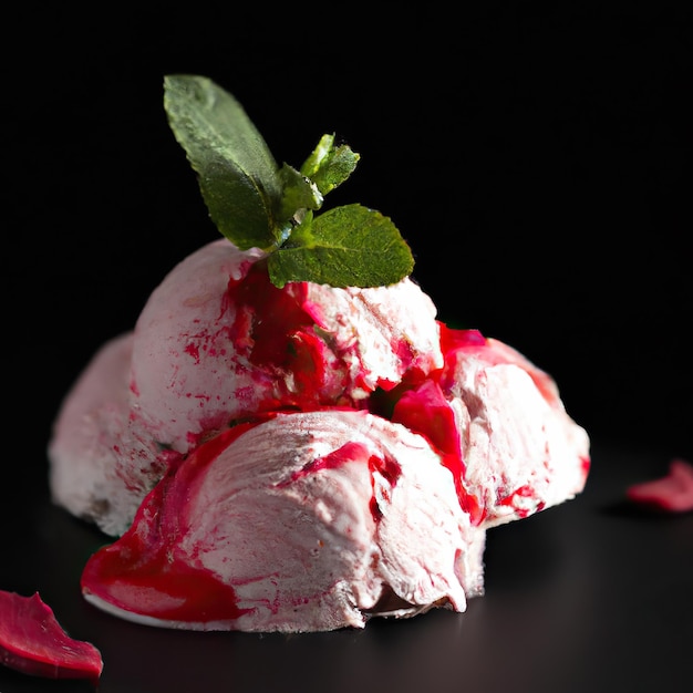 3d illustration rendering of ice creams of different colors and flavors decorated on colorful background Selective focus