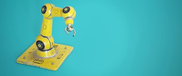 3d illustration robotic arm on blue background Industrial robot manipulator Modern industrial technology