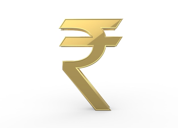 3D Illustration of Rupee Symbol in golden color