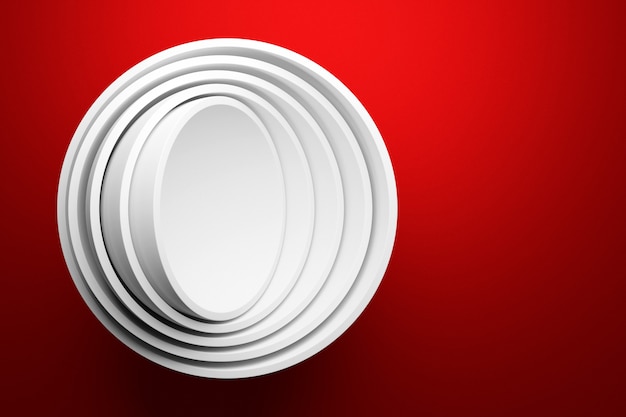 3d illustration of a scene from a circle on a red background.