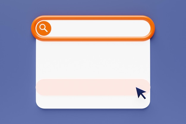 3D illustration search bar elements design A search bar with a large white empty box for listing options Template search user interface