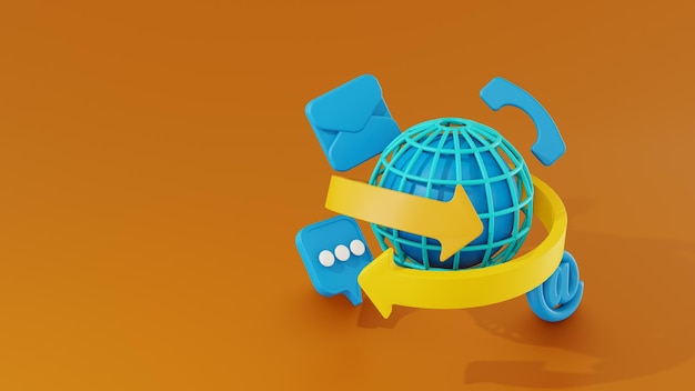 3d illustration show communication crossing globe