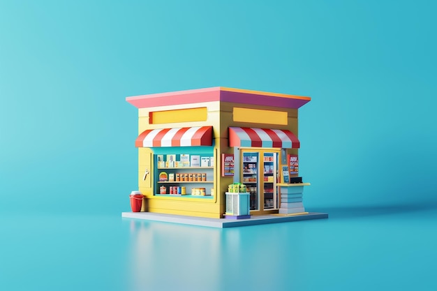 3d illustration of small convenience store