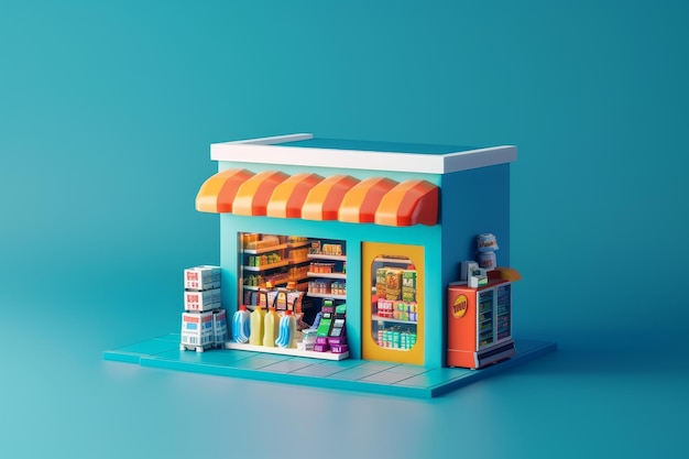 3d illustration of small convenience store