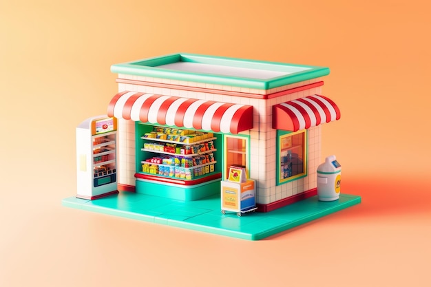 3d illustration of small convenience store