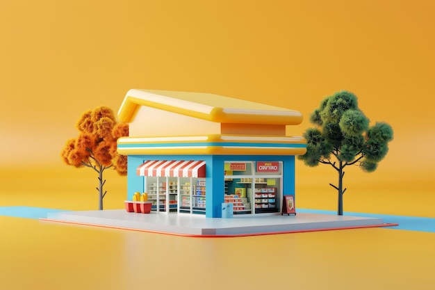 3d illustration of small convenience store