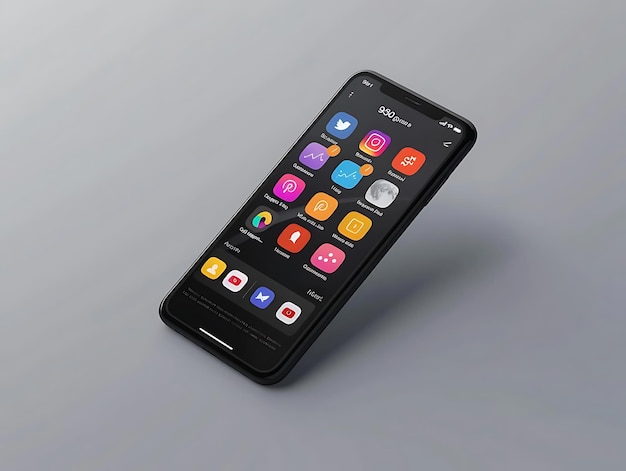 3D Illustration of a Smartphone with Social Media App Icons