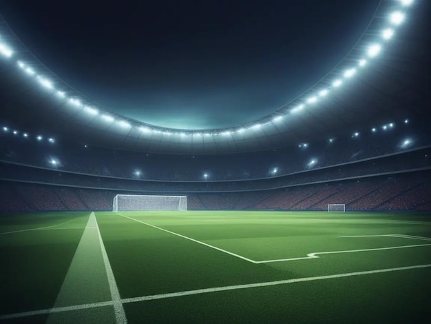 Photo a 3d illustration soccer stadium with lighting