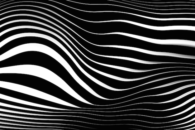 3d illustration of a stereo black and white stripes Geometric stripes similar to waves Abstract glowing crossing lines pattern