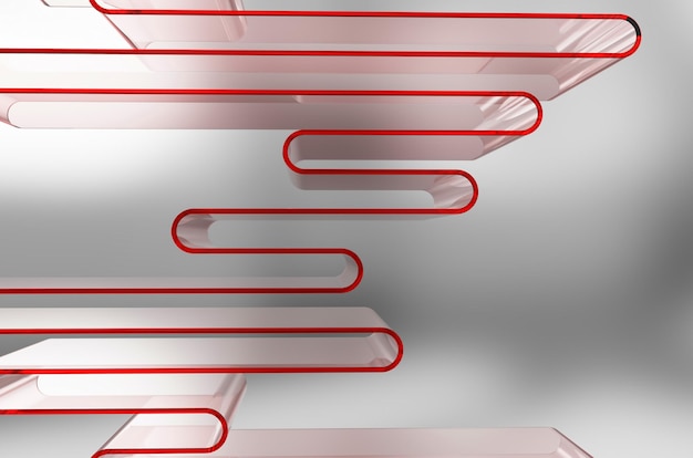 3d illustration of a stereo white strip geometric stripes similar to waves abstract glowing crossing